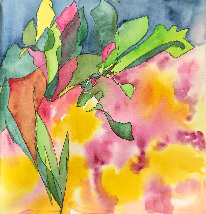 Soul of an Iris. Watercolor and Pen.