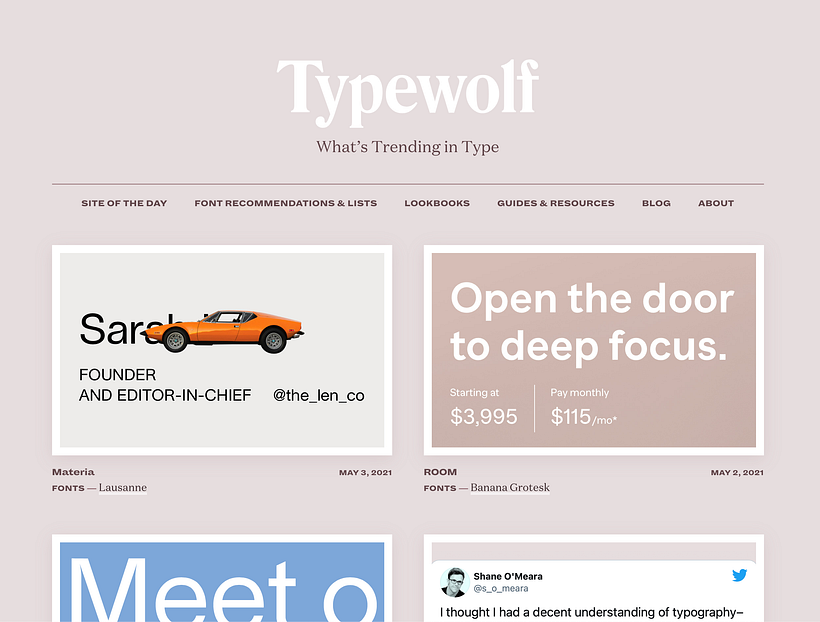 Typewolf oferece tipografias já aplicadas em projetos de design gráfico