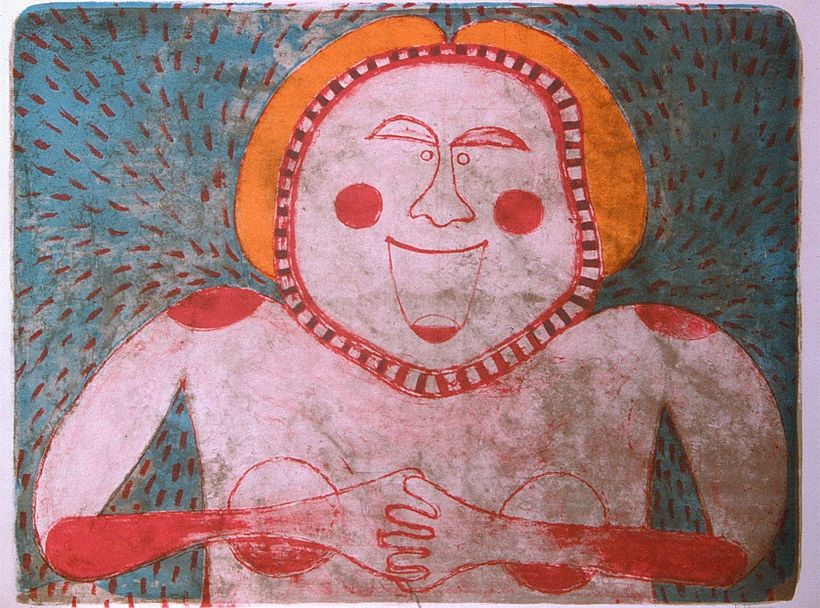 Mujer sonriente de la suite “Mujeres” (1969) by Rufino Tamayo. Inter-American Development Bank.