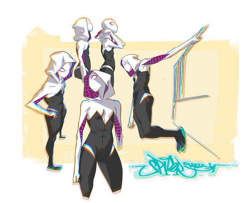 A drawing i did of SpiderGwen. I usually spend time drawing character design sheets like this before i start storyboarding.