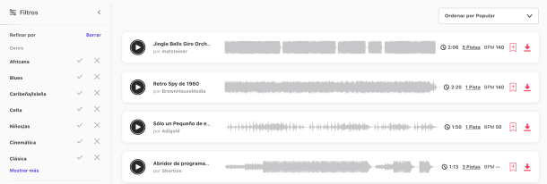 Apresentação de músicas no Envato Elements
