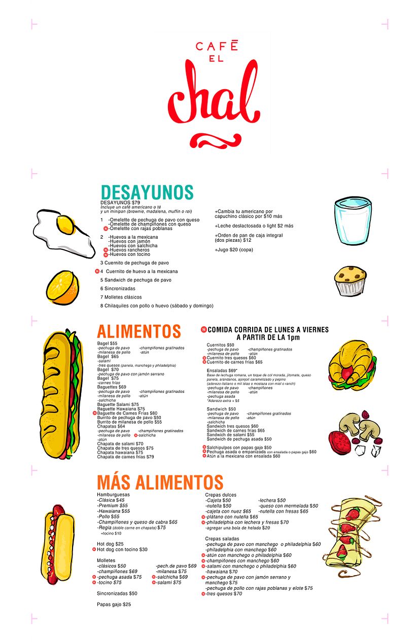 Menú cafetería El Chal 2