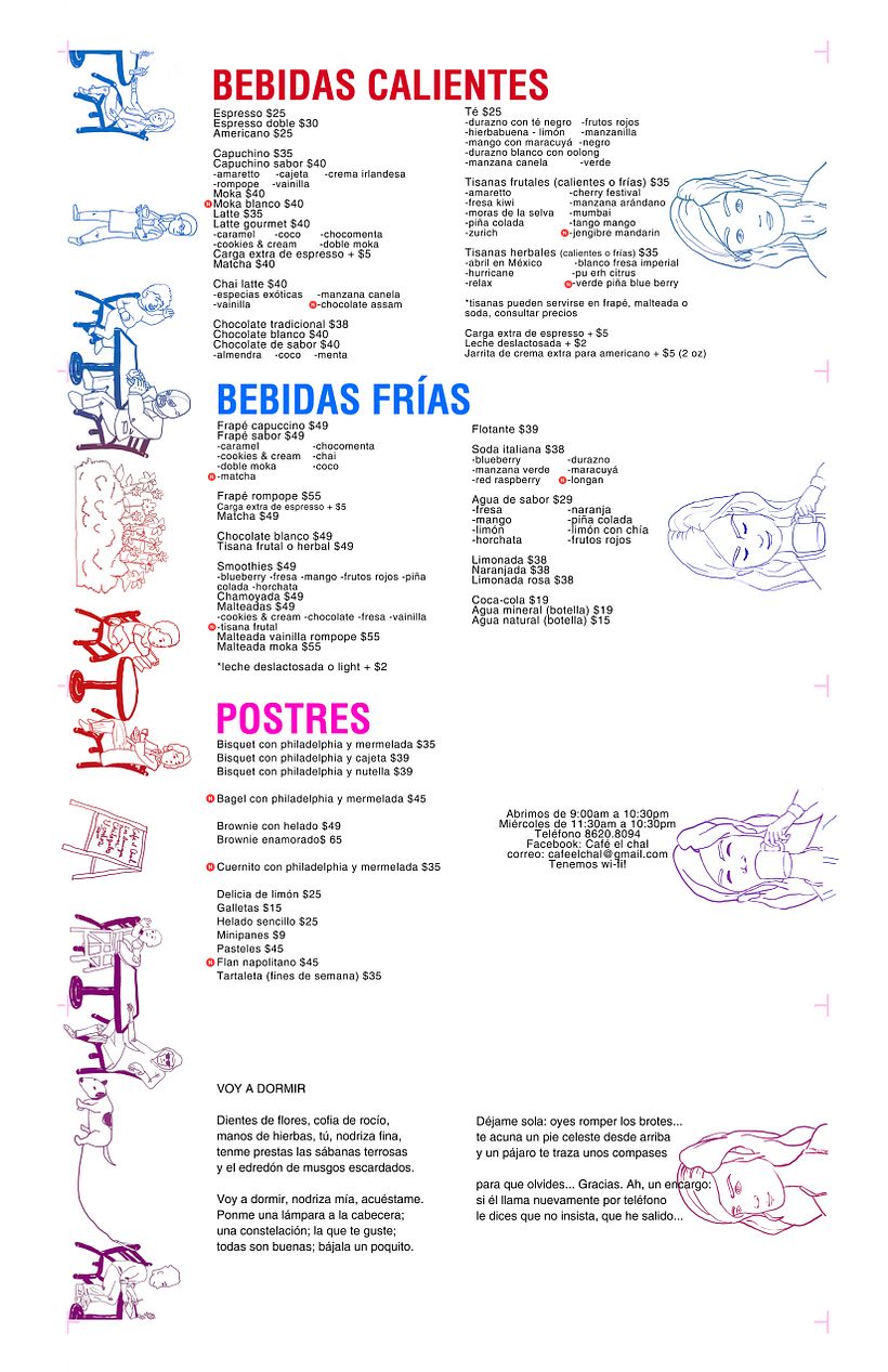 Menú cafetería El Chal 3