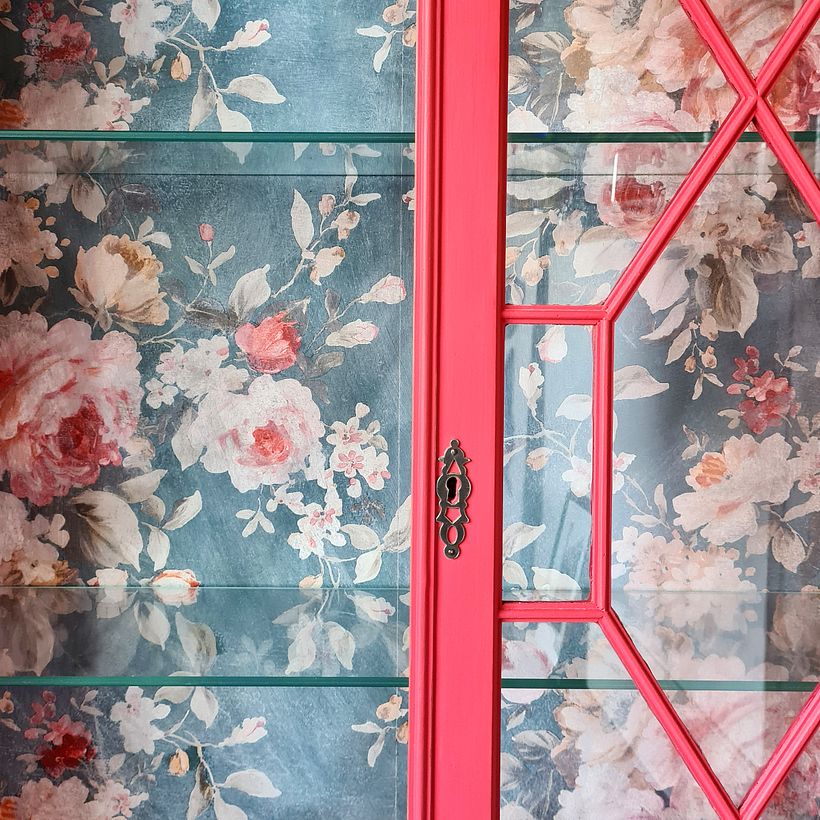 Faded Floral Decoupage/ White Wash with 'Princess Heartbreak' Pink