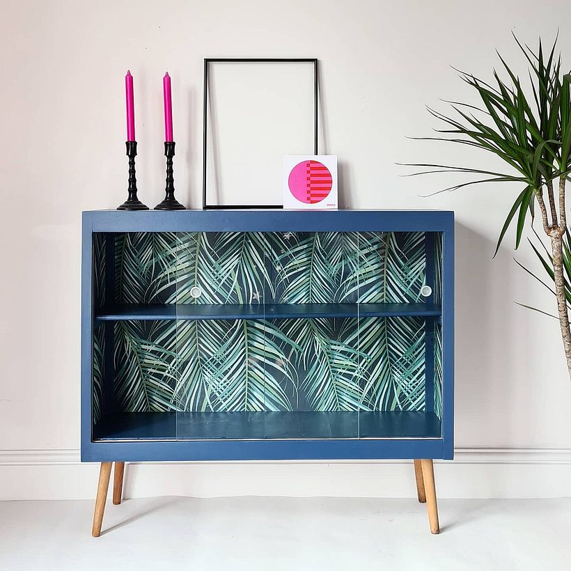 Stiffkey Blue Drink's Cabinet/ Tropical Decoupage