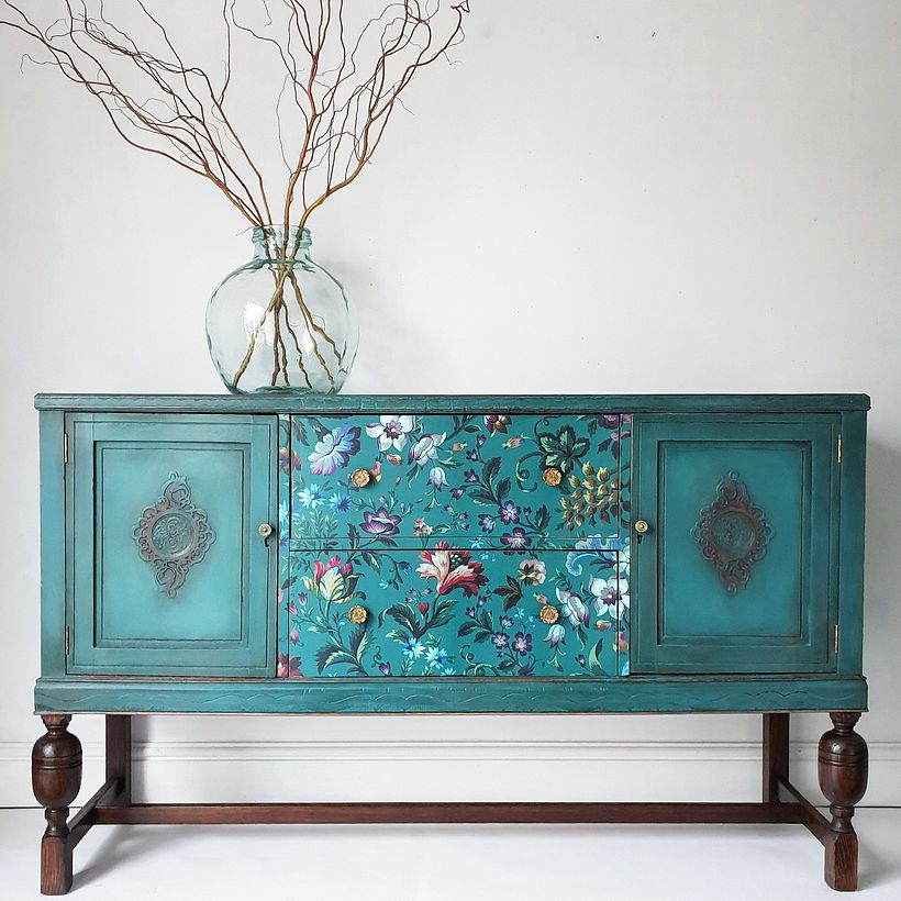 Jade Green 1930's Cabinet/ House of Hackney Panelled Drawers