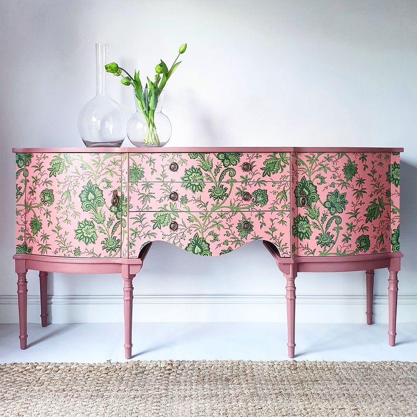 Geranium Pink Sideboard/ Pink & Green Paisley 