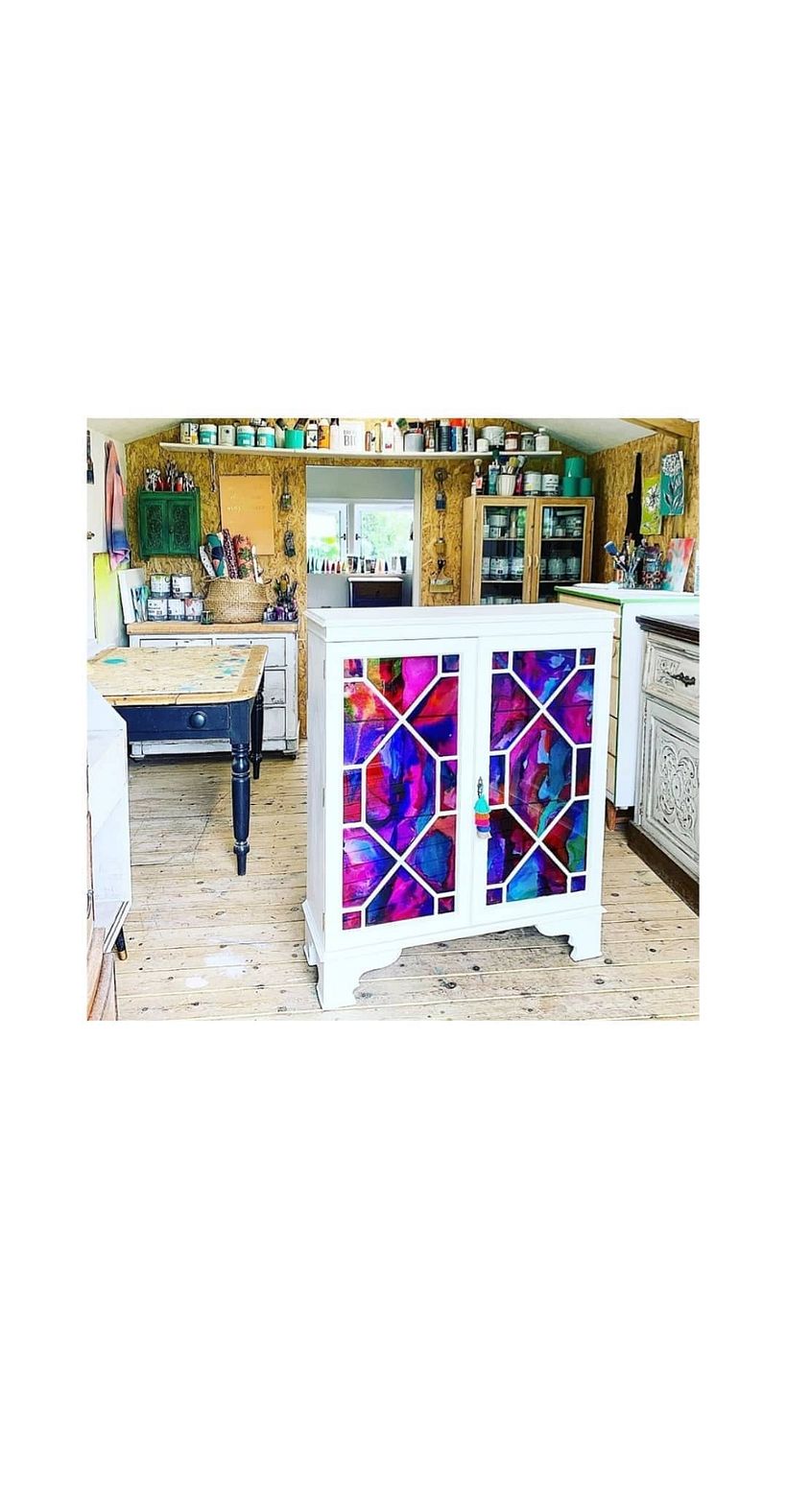 Marbled Alcohol Ink Glass Cabinet - Design 