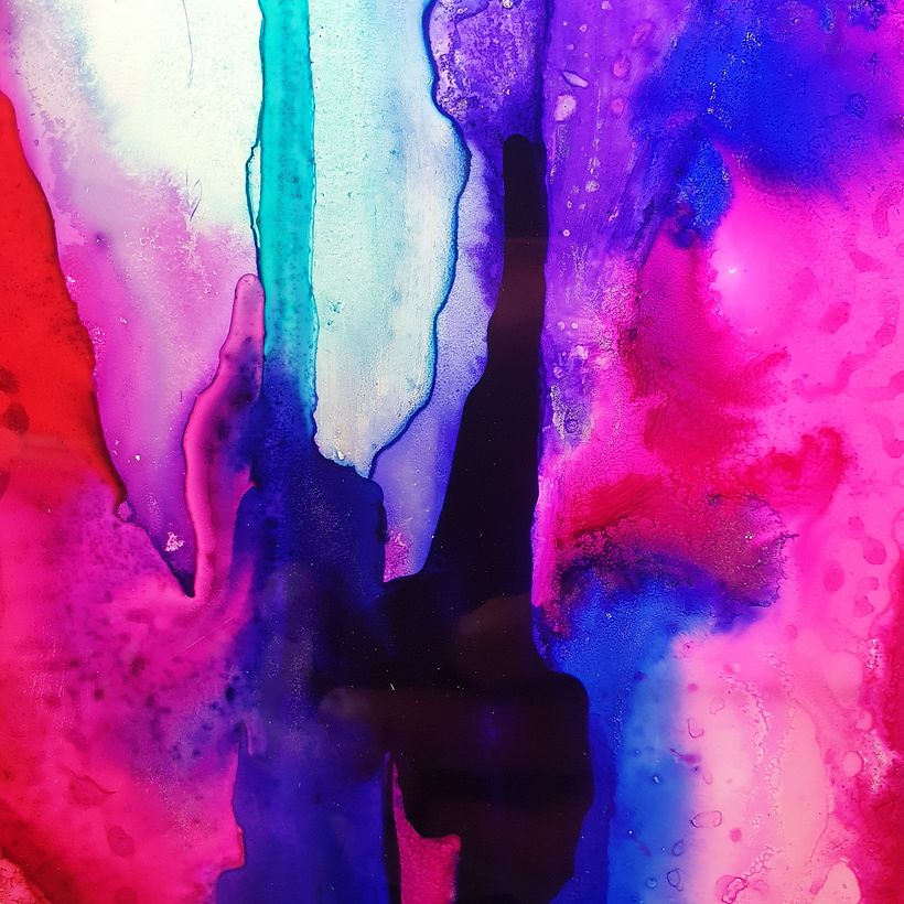 Marbled Alcohol Ink Glass Cabinet - Design 