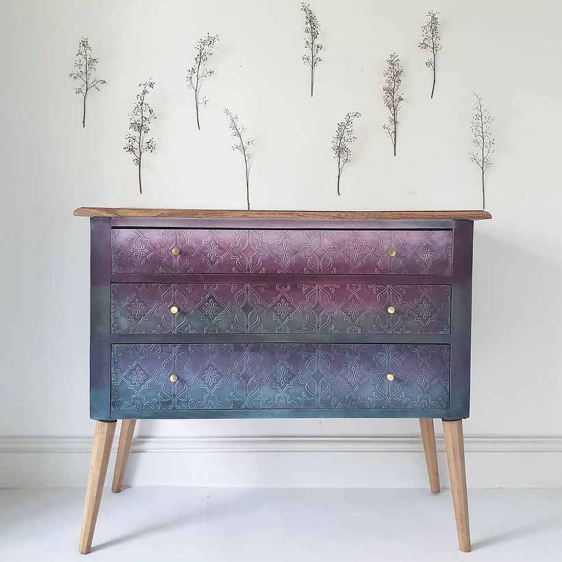 Textured Olive Ombre Chest of Drawers