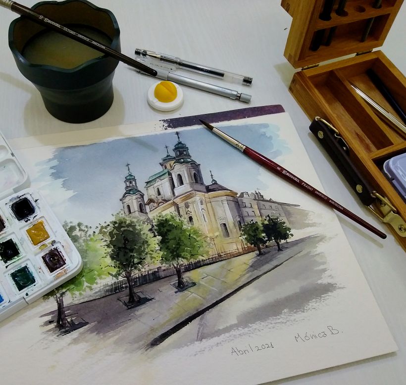 Mi Proyecto del curso: Dibujo arquitectónico con acuarela y tinta 1