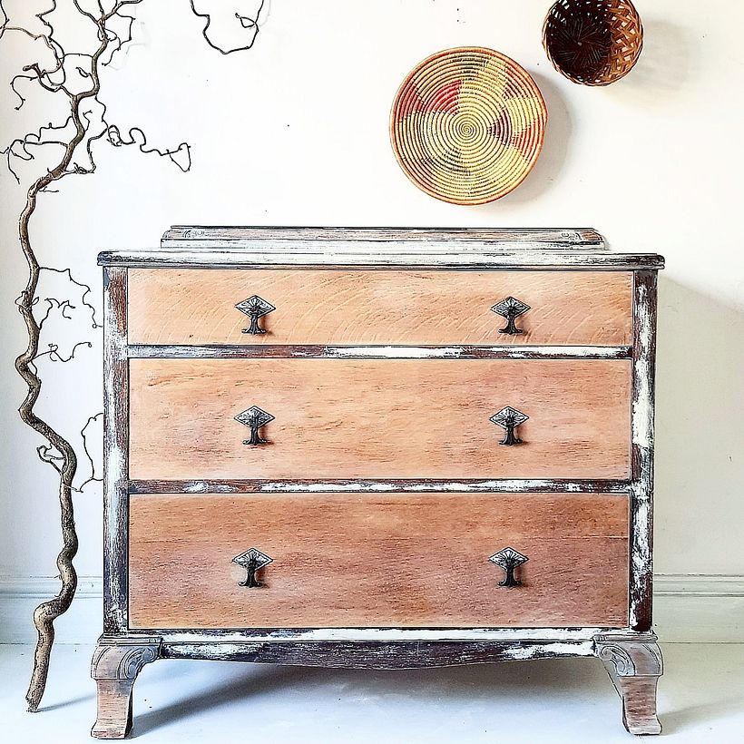 Rustic Oak Chest with Lime Wash Frame