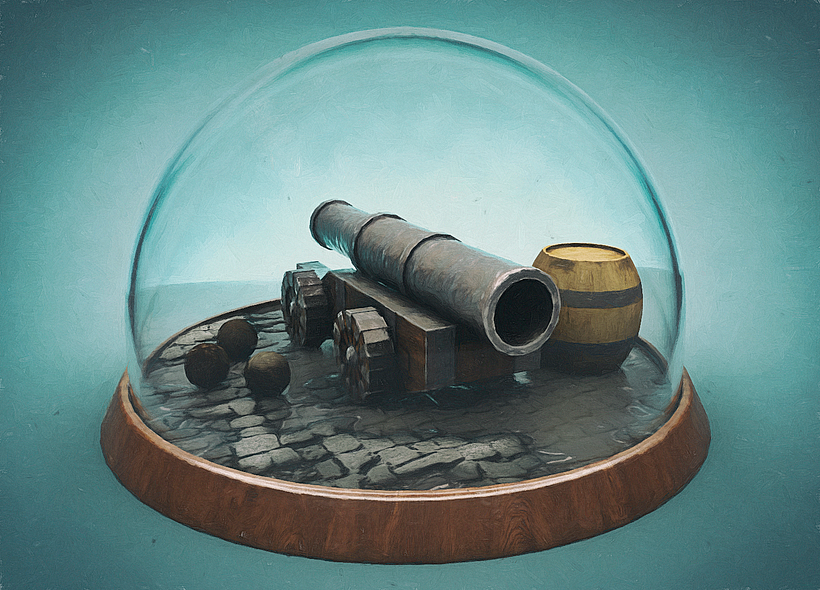 Cañon medieval. Diorama digital. 8