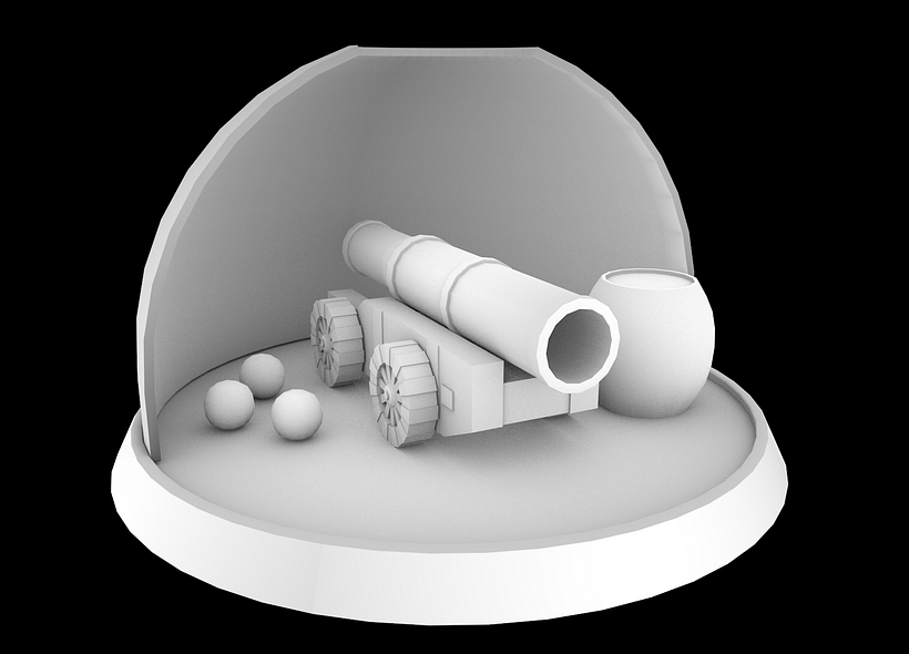 Cañon medieval. Diorama digital. 10