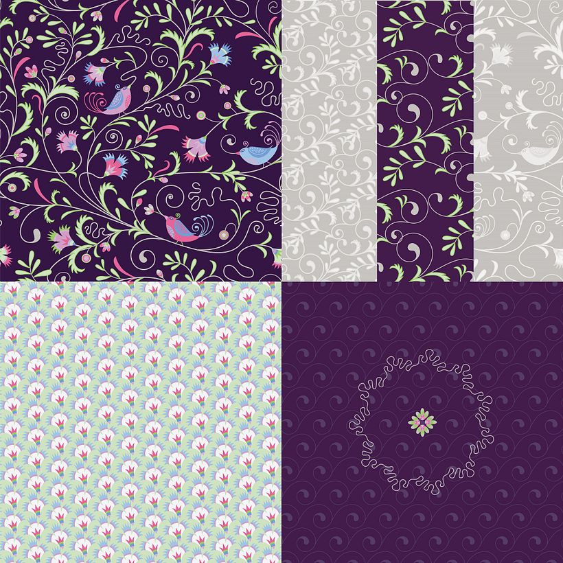 Persian Birds, Aubergine Collection