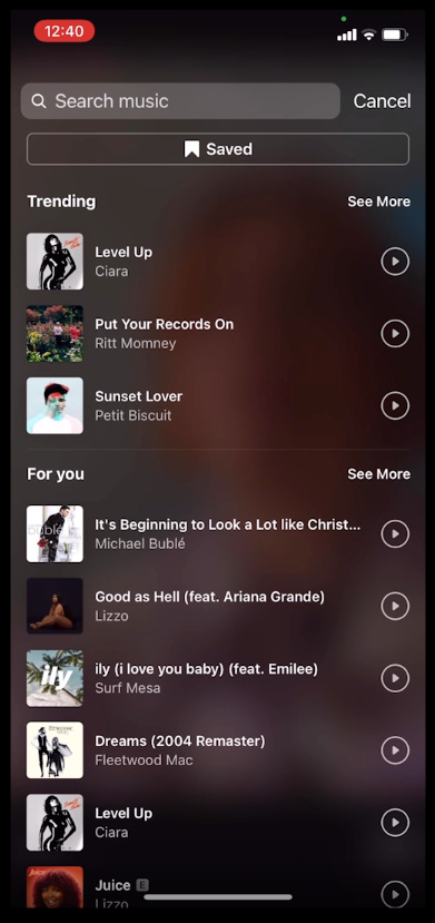 A biblioteca de músicas do Instagram é bastante extensa