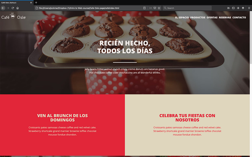 Café Oslo Project for Responsive Web Development with HTML and CSS course 2