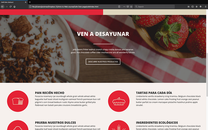Café Oslo Project for Responsive Web Development with HTML and CSS course 3