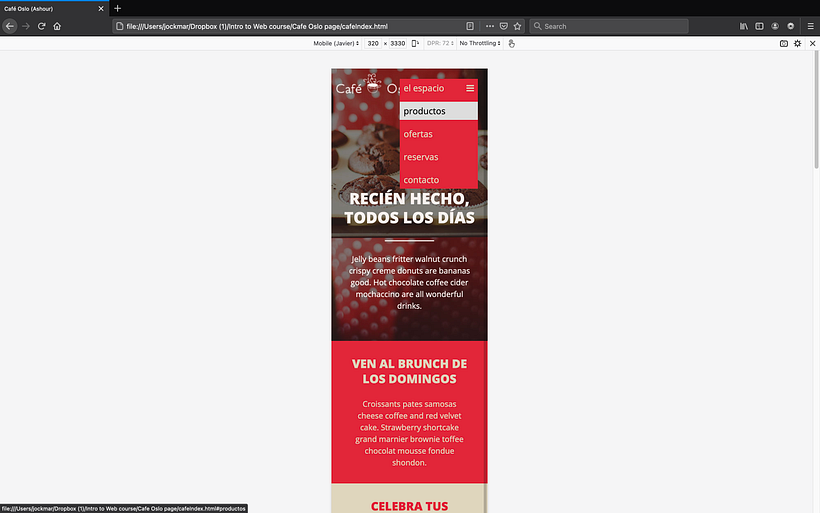 Café Oslo Project for Responsive Web Development with HTML and CSS course 5
