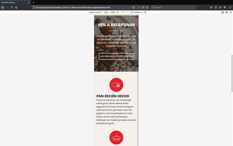 Café Oslo Project for Responsive Web Development with HTML and CSS course 6