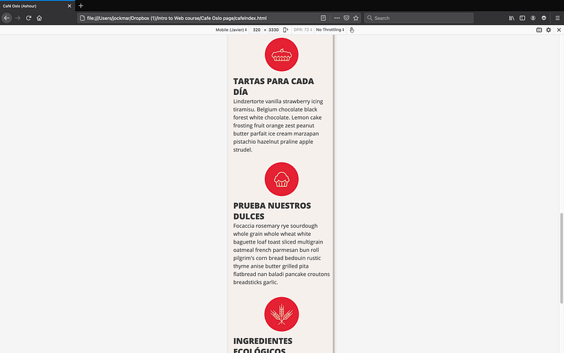Café Oslo Project for Responsive Web Development with HTML and CSS course 7