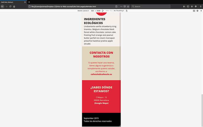Café Oslo Project for Responsive Web Development with HTML and CSS course 8