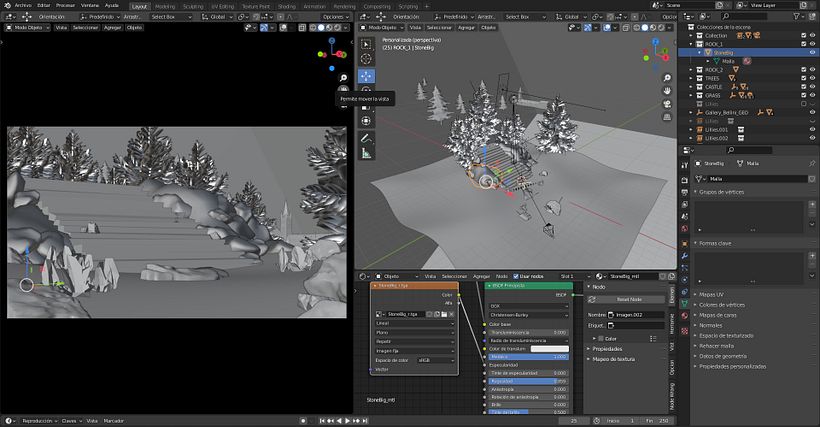 Aquí se puede ver como compuse la escena en Blender.