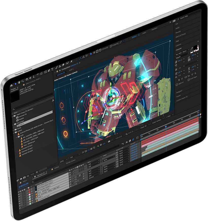 My personal favourite in the showreel is HUD (head-up display) and motion tracking elements to create that Ironman look.