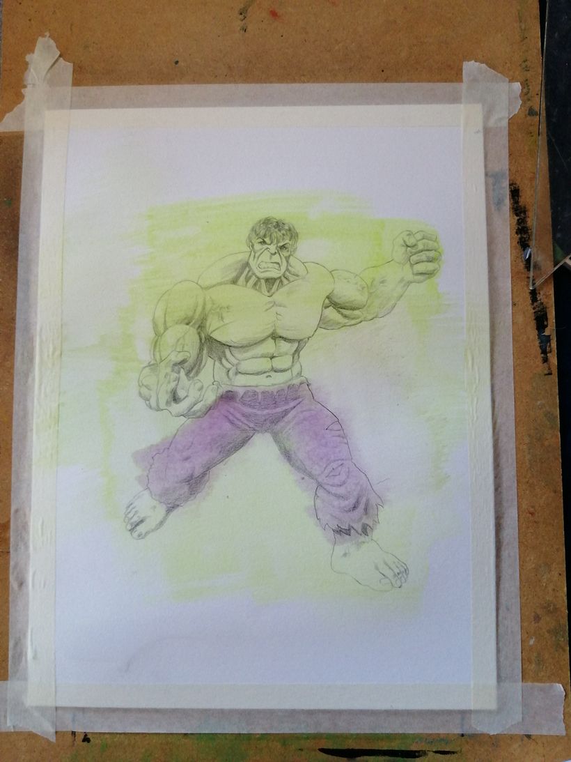 Rampaging Hulk with acrylics 1