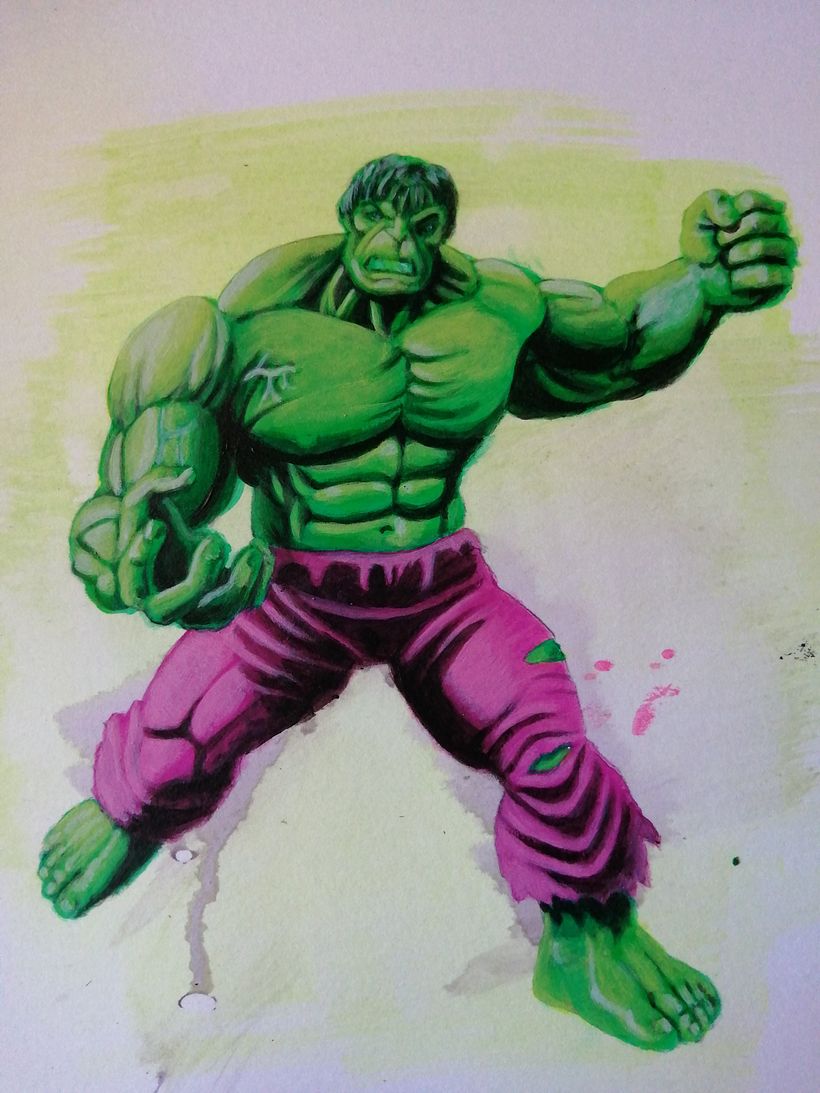 Rampaging Hulk with acrylics 3