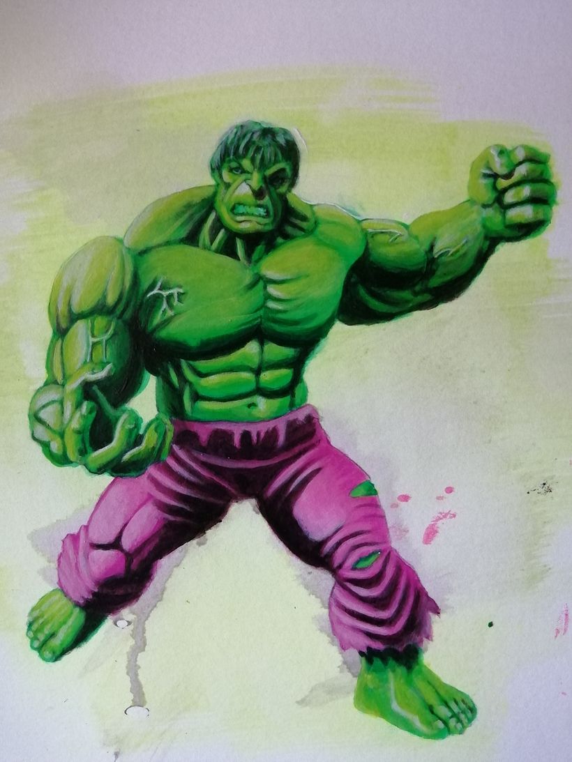 Rampaging Hulk with acrylics 4