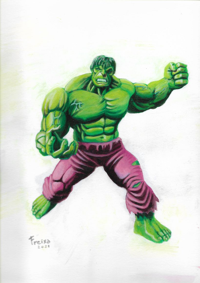 Rampaging Hulk with acrylics 5