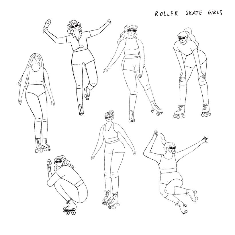Primero hice un estudio de posturas de chicas patinando.