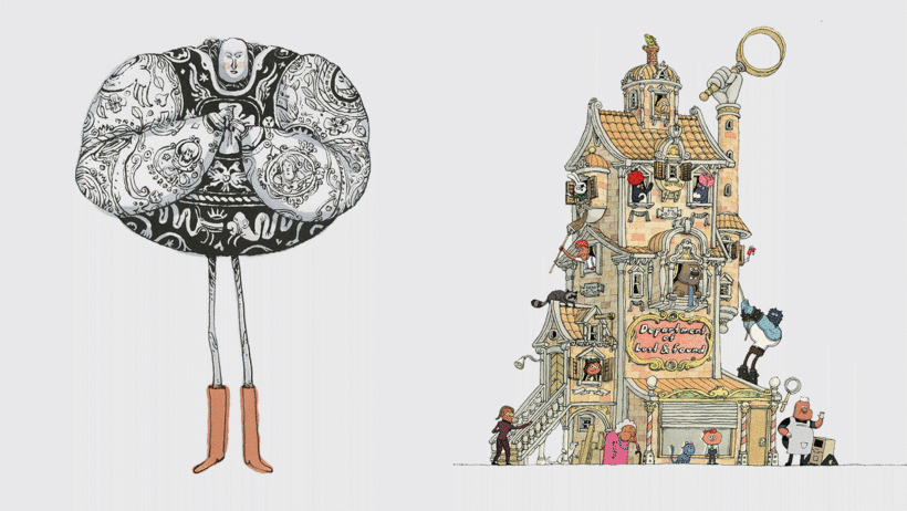 Mattias Adolfsson sketches are intricate, yet he manages to create harmonious and balanced compositions