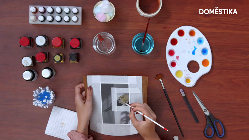Start by painting inside the area you marked out.