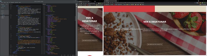 HTML, CSS, Pantalla móvil y Pantalla pc. Ven a desayunar