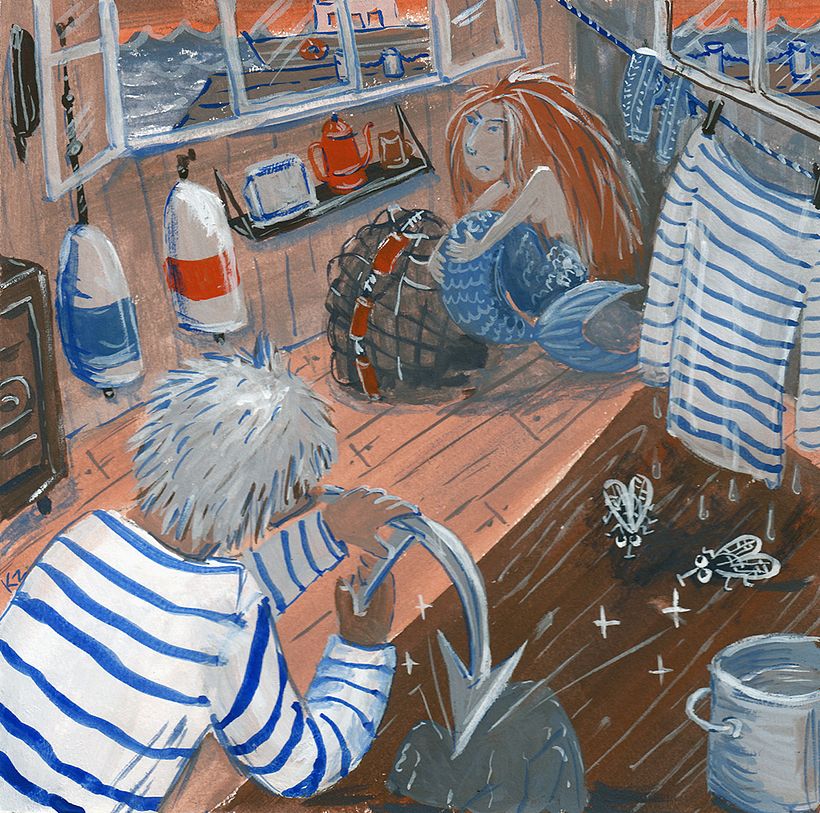 My project in Narrative Illustration: Tell a Story without Words course: Fisherman and Mermaid 2