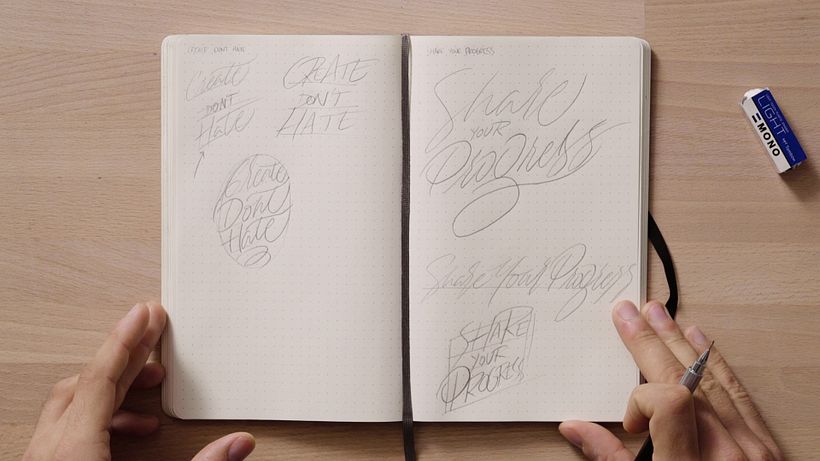 Esboçar letras irá levá-lo a criar composições interessantes para designs completos