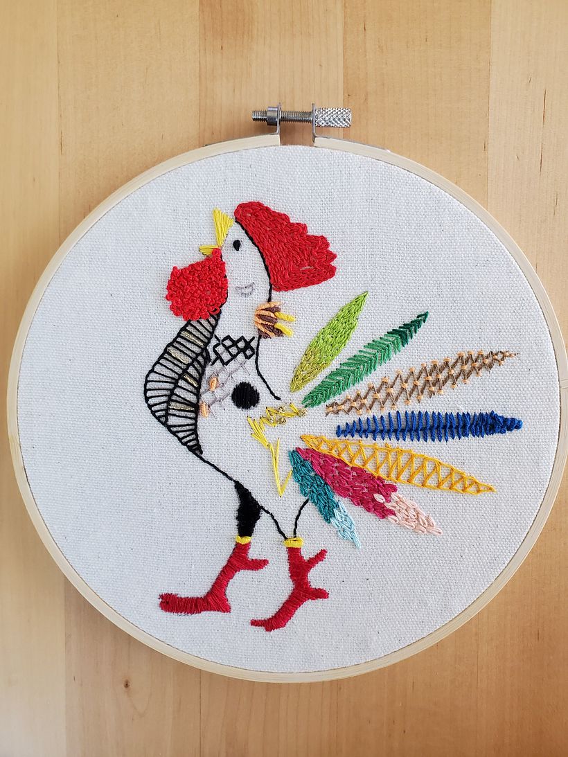 My first embroidered rooster of my life! :)
