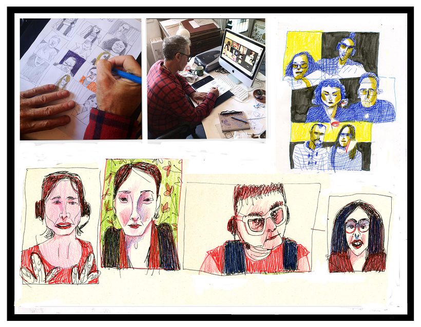 Pendant que je suis connecté, je prends immédiatement un morceau de papier et commence à dessiner des gens.