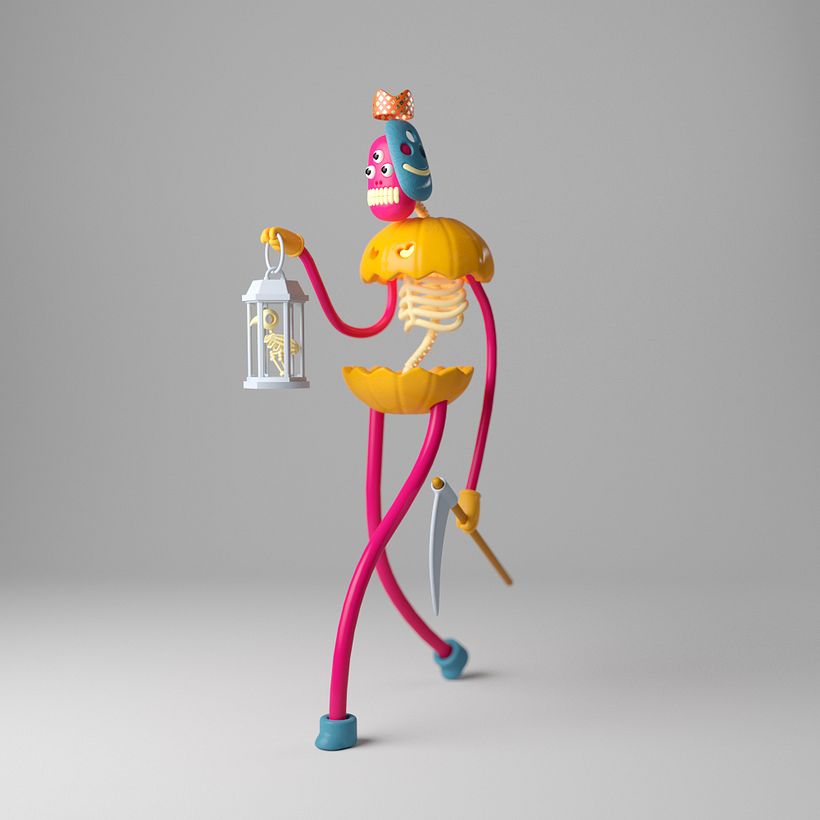 Podoba mi się zabawa maską z radosnym wyrazem twarzy, w przeciwieństwie do przerażającej twarzy postaci.