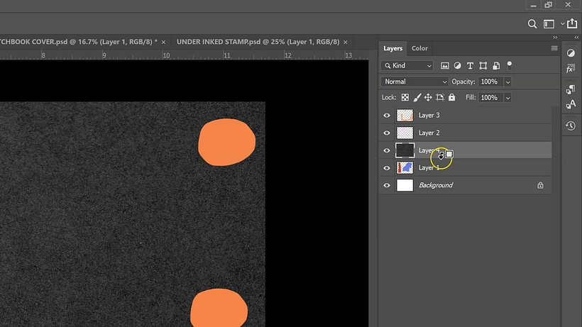 Hold down the Alt key and hover your mouse between layers to clip them together