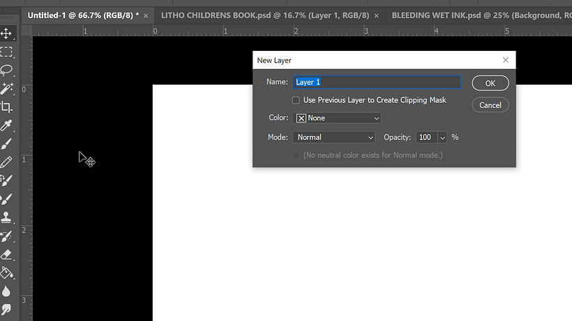 Create a new layer by pressing Control + Shift + N