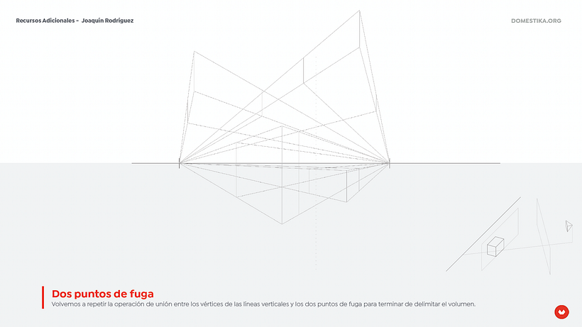 Uno de los pasos para dibujar perspectivas de la descarga. 