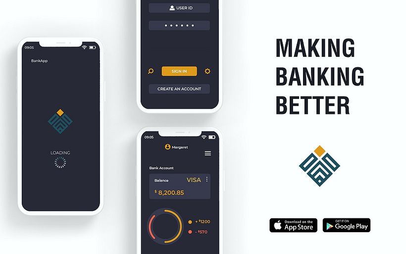 Bank App Web campaign: Differents Screens