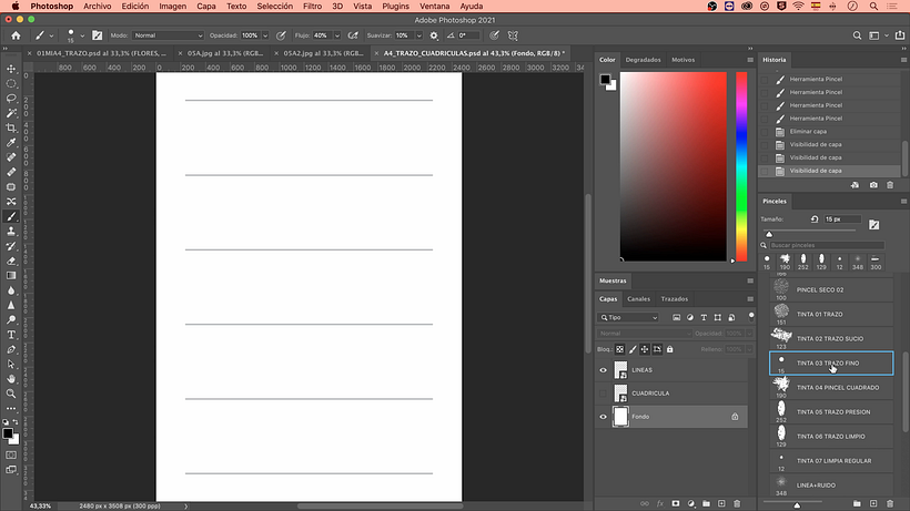 Create a template in a separate layer.