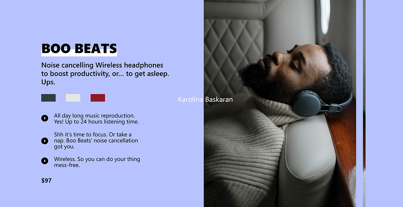 Copywriting en Inglés para "Boo Beats" Marca de cascos ficticia  1