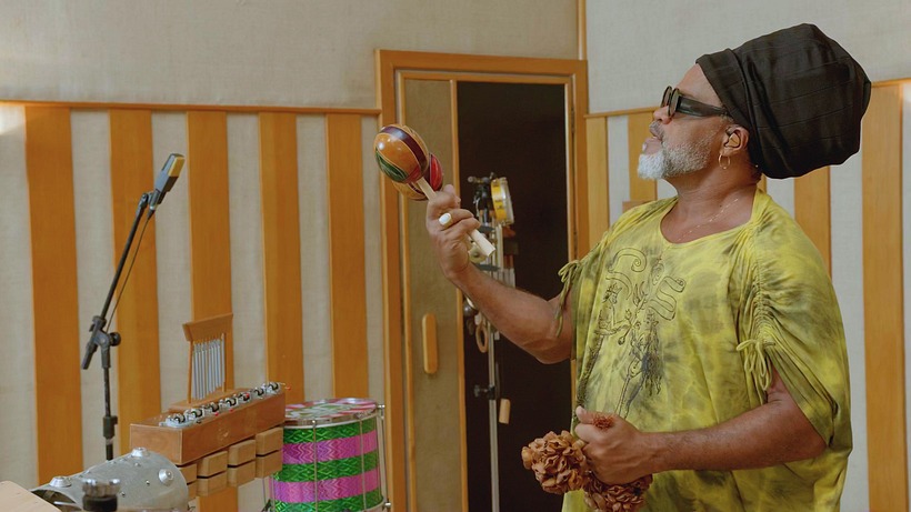 Maracas open the high notes.
