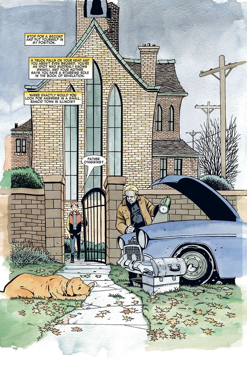 Hand watercolored Page 1 of Chosen Issue 2:artist-Peter Gross/writer: Mark Millar