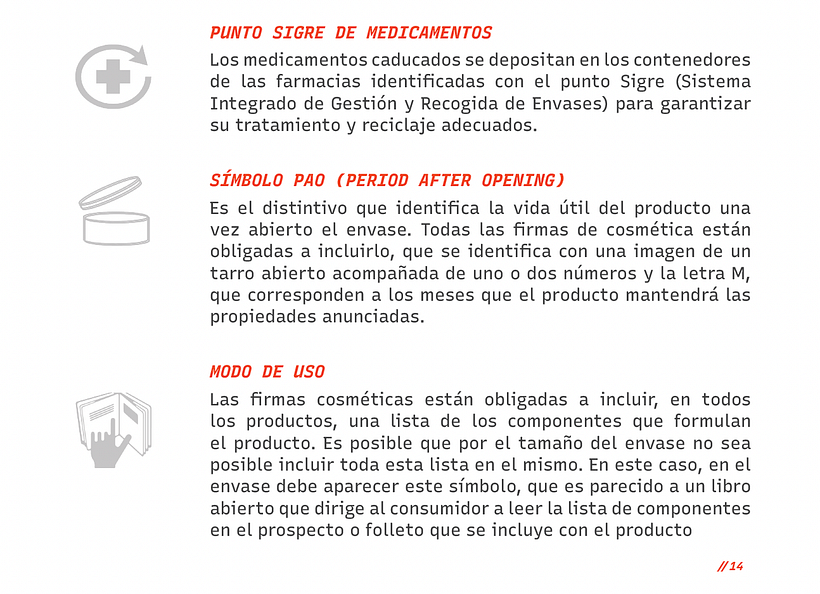 Algunos de los símbolos explicados en el Diccionario de Packaging.